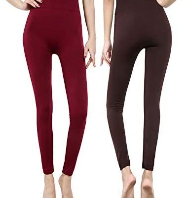 Yulaixuan Femme 2 Paires Hiver Chaud Opaque Body Épaissi Polaire Doublé Body Taille Haute Sans Pied Pantalon Chaud Sans Couture Leggings