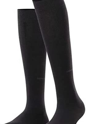 ESPRIT Basic Pure Chaussettes Genoux Femme Coton Bio Durable Noir Gris Bleu Marine Grandes Longues Fines Renforts Sans Motif Eté ou Hiver 1 Paire