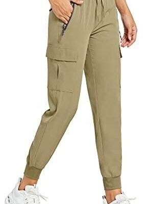 Comallan Pantalon de jogging cargo pour femme Randonnée Léger, séchage rapide Sports Fitness Pantalon de plein air décontracté