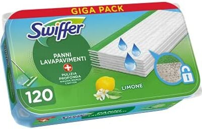 Lave-vaisselle humide Swiffer, 120 chiffons humides, citron, grand, nettoyage hygiénique en profondeur, élimine la saleté et les germes, pour tous les types de sols