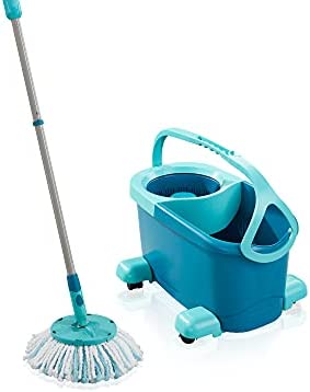 Leifheit Set Clean Twist Disc Mop Ergo Floor Mop, Seau et Mop, Mop en microfibre avec manche télescopique et chariot