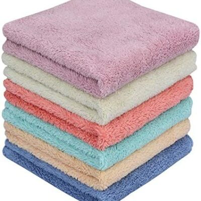 Lingettes de nettoyage en microfibre réutilisables durables pour la cuisine de meubles de maison absorbantes et à séchage rapide 12 x 12 cm (12 couleurs)