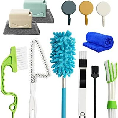 Lot de 12 brosses de nettoyage pour fentes de fenêtre, outils de nettoyage, outils de nettoyage professionnels, fentes de nettoyage pour stores, portes coulissantes, stores, rideaux.