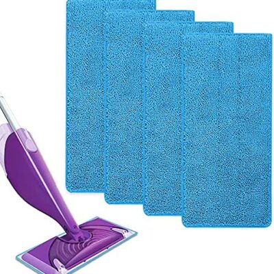 Lot de 4 chiffons de rechange réutilisables pour vadrouilles en microfibre Swiffer WetJet Mist pour le nettoyage des sols (bleu (4 pièces))