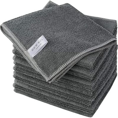 Torchons de cuisine Sinland Lot de 12 chiffons de nettoyage en microfibre 30x30cm Gris