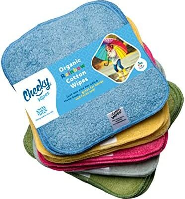 Cheeky Wipes - 25 lingettes épaisses en coton biologique de qualité supérieure - 15 x 15 cm - Lingettes éponge réutilisables extra douces et idéales pour nettoyer les mains et le visage de bébé