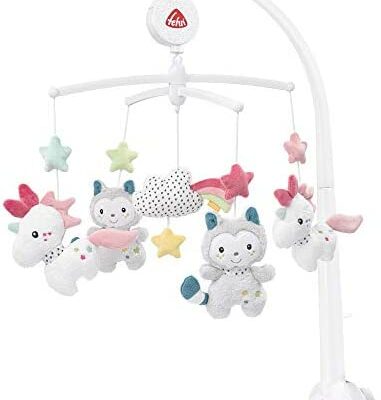 Fehn Aiko & Yuki 057027 Téléphone musical Téléphone Aiko et Yuki avec des mélodies douces et des personnages moelleux, adapté aux bébés de 0 à 5 mois Taille : Ø 40 cm, Hauteur : 65 cm