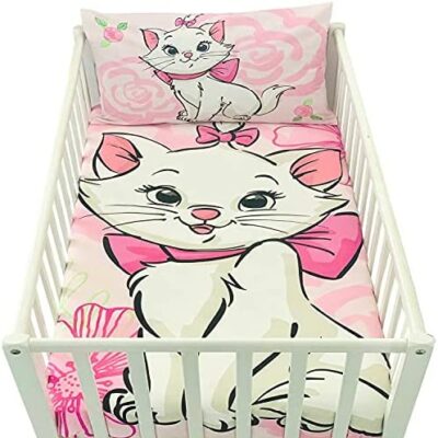 Housse de couette bébé Marie Aristochats 100x135cm et taie d'oreiller 40x60cm | Parure de lit bébé 60x120 ou 70x140cm | Literie enfant Disney