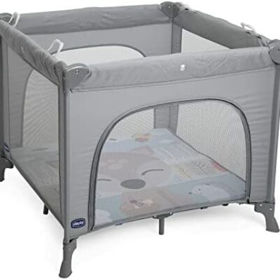 Lit de voyage ouvert pour bébé et enfant Chicco, parc avec coussin amovible, fenêtre latérale en filet, 4 poignées et sac de transport, de la naissance à 15 kg