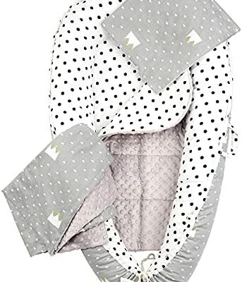 Luchild Crib Reducer 4 Elements Baby Cocoon 101x62cm Nouveau-né 100% coton Nid de bébé Doublure amovible, couverture, oreiller plat