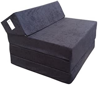 Fauteuil Futon Pliant Matelas Lit Couleur Au Choix - Longueur 200cm (0001-Noir)