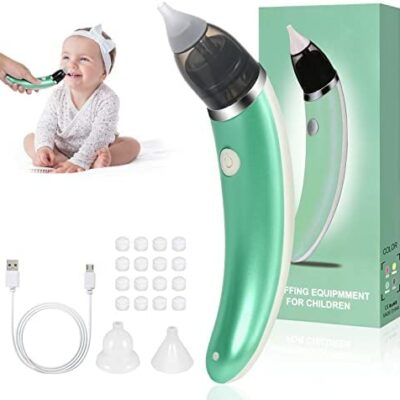 URAQT Bébé Aspirateur Nasal, Aspirateur Nasal, Aspirateur Nasal Électrique, Mouche Bébé, Aspirateur Nasal Automatique Bébé, Rechargeable (Vert)