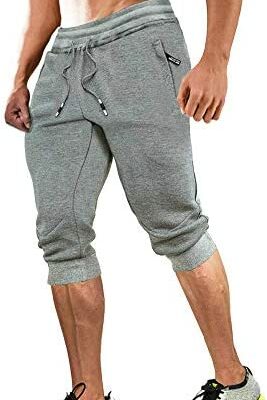 MAGCOMSEN Pantalon court décontracté pour homme Pantalon de survêtement 3/4 Pantalon de survêtement court Poches zippées Pantalon de survêtement Ceintures élastiques