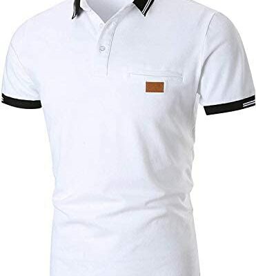 GNRSPTY Mode Hommes Polo Shirt Manches Courtes Casual Contraste T-Shirt Golf Tennis Polo Shirt S-XXL