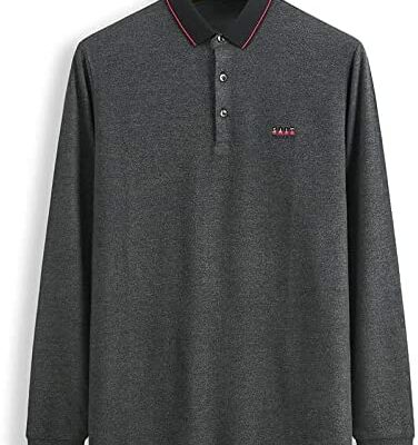 Polos boutonnés pour hommes - Couche de base à manches longues à revers décontractés grande taille - Automne Printemps Pull de travail grande taille T-shirt de golf et de tennis