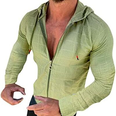 FSFA Hommes Coton Lin Chemise Col Montant Pas Cher Coton Lin Manches Longues Mince Solide Couleur Chemise Boutonnée Haut Printemps et Automne Casual Lâche Haut