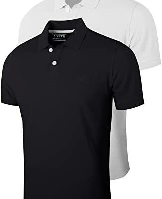 FULL TIME SPORTS® Lot de 2 polos à manches courtes pour homme, hauts de golf et de tennis décontractés et confortables