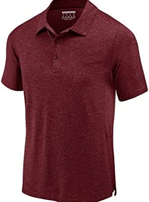 KEFITEVD Polo à manches courtes à séchage rapide pour homme T-shirt de golf décontracté régulier avec boutons