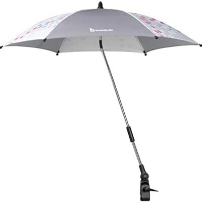 Badabulle Parasol Universel Ajustable pour Poussettes et Poussettes, Diamètre Extra Large 80cm, Gris