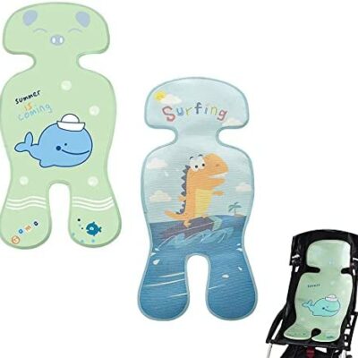 Jooheli Coussin de siège de poussette, housse d'été anti-transpiration pour poussette 2pcs pour poussettes, poussettes, sièges de voiture et porte-bébés