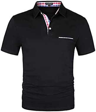 Evelure Polo à carreaux à manches courtes pour homme Couleur contrastée et T-shirt à carreaux tendance