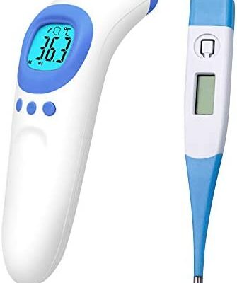 Thermomètre frontal pour adultes avec alarme de fièvre - 2 thermomètres - Fonction de mémoire sans contact frontal Écran LCD infrarouge pour nourrissons adultes