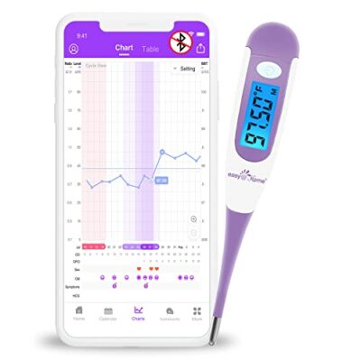 Thermomètre Basal Symptômes d'Ovulation Oral : Thermomètre Basal Easy@Home Ovulation à deux décimales et suivi du cycle avec l'application Premom UK Écran LCD rétroéclairé