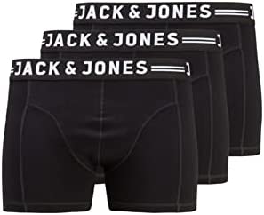 JACK&JONES PLUS Lot de 3 boxers Jacsense pour homme Noos Pls, noir / détails : noir et noir, XXXXXXXL