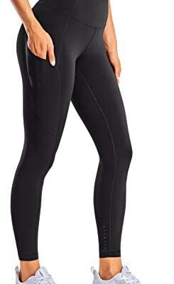 CRZ YOGA Legging de sport taille haute en tissu léger avec poches pour femme - 63 cm