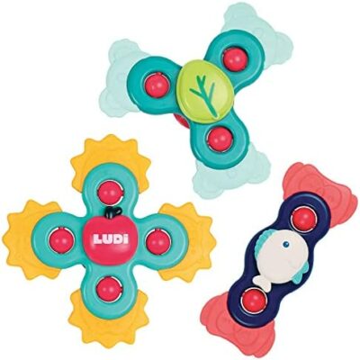 Ludi - Baby Hand Spinner - Jouet tournant avec ventouse - Jouet d'activité et de bain pour bébé - Dès 10 mois