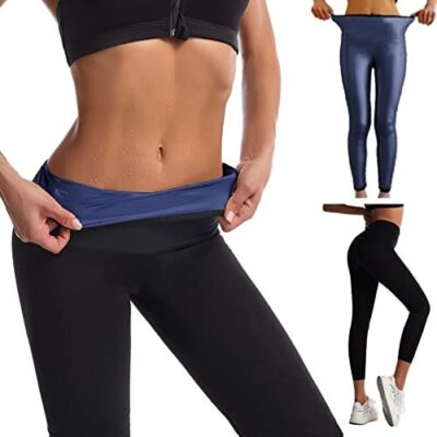 Merlvida Pantalon de Sport Femme, Sauna Leggings Femme Anti-Cellulite, Accélère la Transpiration, Ventre Plat Hip Lift Taille Haute Legging de Sport pour Perte de Poids Fitness Jogging Yoga