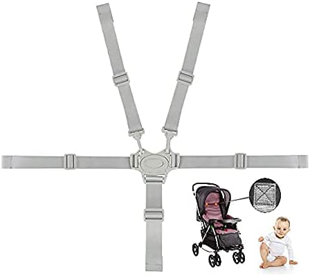 FIGFYOU Ceinture de sécurité pour enfant à 5 points Gris Poussette à harnais à cinq points avec ceinture de sécurité pour bébé Ceinture de sécurité universelle Poussette haute pour enfants