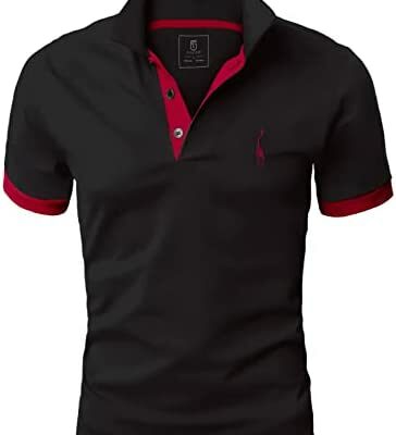 GLESTORE T-shirt de sport décontracté à manches courtes pour homme Polo Golf Tennis Coupe ajustée en coton