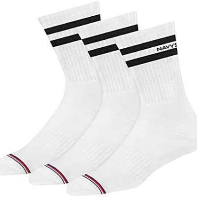 NAVYSPORT Chaussettes de sport pour homme (3 paires) Chaussettes classiques en coton rembourrées pour homme, femme, unisexe