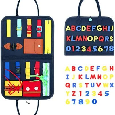 yumcute Busy Board jouet éducatif pour enfants Montessori jouet planche d'activité portable avec boucles et fermetures à glissière pour enseigner les compétences de base de connexion