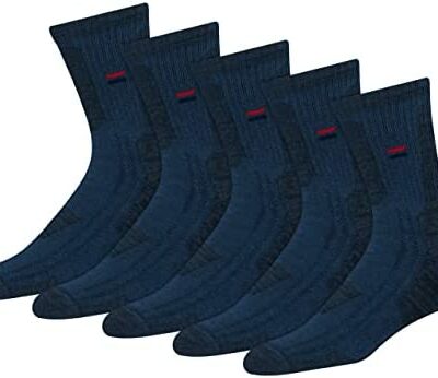 NAVYSPORT Chaussettes de sport hautes pour homme et femme - Lot de 5 chaussettes classiques unisexe Crew Cotton Comfort Pads