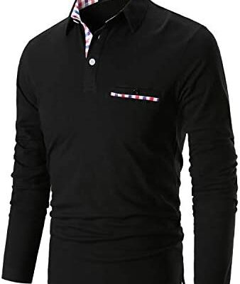 STTLZMC Mode Hommes Polos Manches Longues Golf Polos Casual Col Contrasté Tops