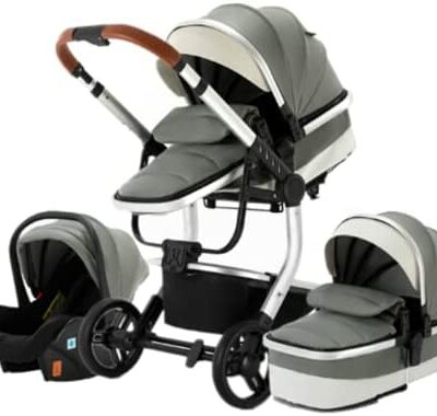 City Poussette 3 en 1 Poussette Tricycle Bébé Toddler High View Poussette Poussette Pliante Poussette Poussette pour Nourrissons 0-36 Mois (518 Gris)