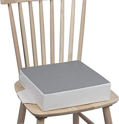 Chaise rehausseur Kalawen, 32 x 32 x 8 cm, siège enfant, bébé, en polyuréthane, lavable, avec 2 sangles de sécurité, gris