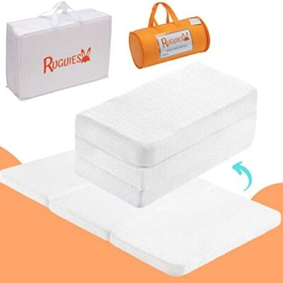 RUGUIES Max - Matelas Berceau 60x120 Pliable - Matelas lit parapluie pour un maximum de confort - Portable, pliable et réversible - Tapis d'éveil bébé - avec housse lavable, imperméable et antidérapante.