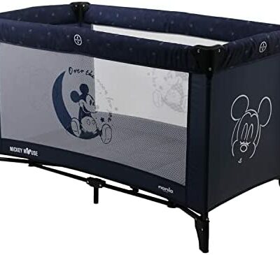 Nania - Lit d'Eau Pétillante - Facile à Plier - De la Naissance à 15kg - Avec Sac de Transport et Matelas 60 x 120 cm - Disney (Mickey)