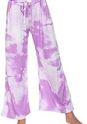 LAOSU Legging Femme Confortable Décontracté Tie Dye Pantalon Dames Yoga Imprimé Jambe Large Pantalon Pyjama Jambe Pantalon Shorts Sport Boxe Hommes