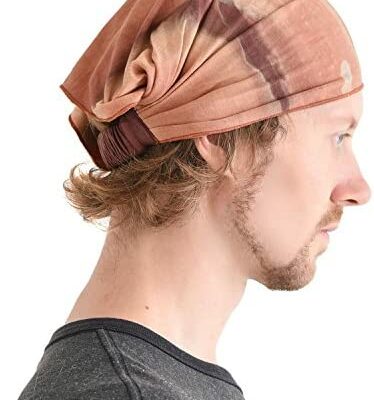 CHARM Turban pour femme avec cheveux en marbre orange japonais teints à la main