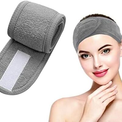 Bandeau de maquillage pour le visage, bandeau de maquillage, bandeau lavable, bandeau de maquillage pour femme pour le visage de maquillage d'exercice de yoga de spa, gris