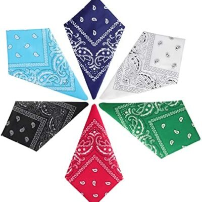 PAEFIU 6 Pièces Bandana Bandeau, 54 x 54 cm Bandeau Bandana Écharpe Mouchoir Coloré Bandeau Mouchoir Écharpe Bandeau Hommes Femmes Cadeaux Polyvalents