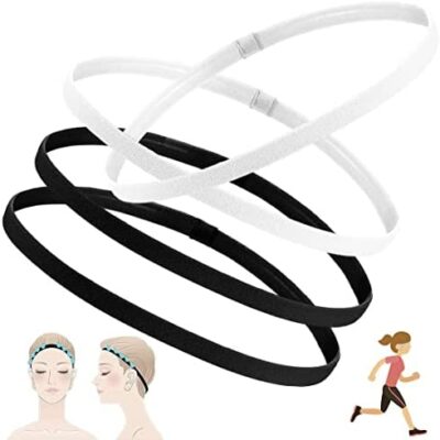 4 PCS Épaissie Sports Bandeau Élastique, FUKPO Bandeau Élastique Sport Bandeau, Running Yoga Bandeau Antidérapant pour Femmes et Hommes