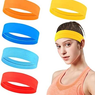 Lot de 5 bandeaux de yoga en coton, bandeaux de sport pour homme et femme, bandeaux élastiques antidérapants Bandeaux en coton anti-humidité pour yoga, pilates, fitness