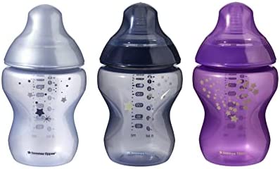 Biberon Tommee Tippee Midnight Skies, 260 ml, valve anti-colique, tétines souples, lot de 3