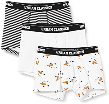 Urban Classics Boxer Shorts (3-Pack) Hommes, Snowman Face Aop+wht/Blk+wht, S