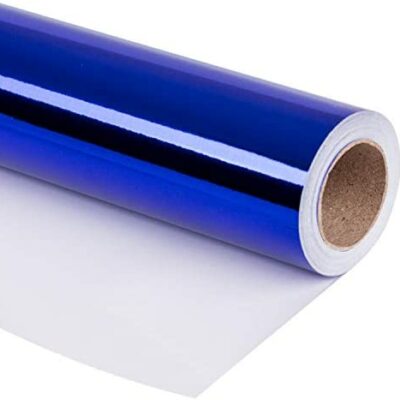 RUSPEPA Papier Cadeau Bleu Royal Métallisé - Papier de Couleur Unie Parfait pour les Cadeaux de Mariage, d'Anniversaire, de Vacances et de Baby Shower - 76cm x 10m